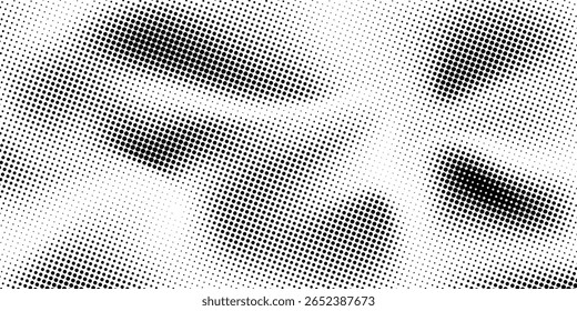 Plano de fundo gradiente de meio-tom do Grunge. Textura de ruído de grão desbotado. Papel de parede de areia branca e preta. Fundo retro pixelizado. Anime ou manga estilo história em quadrinhos. Modelo texturizado de design gráfico vetorial