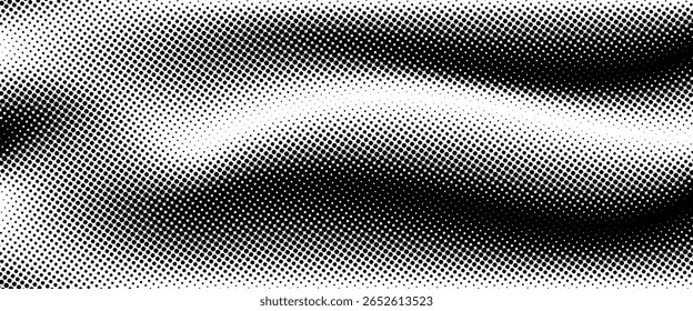 Plano de fundo gradiente de meio-tom do Grunge. Textura de ruído de grão desbotado. Papel de parede de areia branca e preta. Fundo retro pixelizado. Anime ou manga estilo história em quadrinhos. Modelo texturizado de design gráfico vetorial
