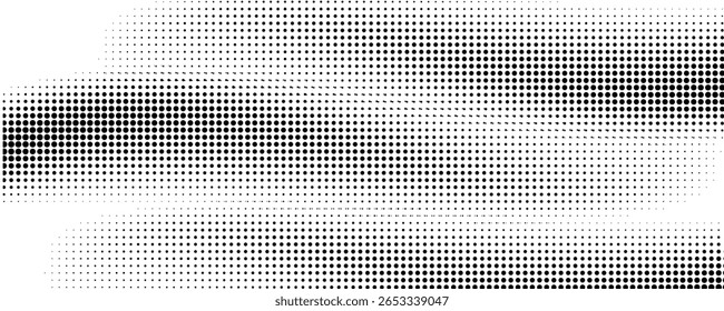 Grunge halftone gradient background. Faded grit noise texture. White and black sand wallpaper. Retro pixelated backdrop. Anime or manga style comic overlay. Vector graphic design textured template