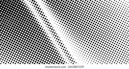 Grunge halftone gradient background. Faded grit noise texture. White and black sand wallpaper. Retro pixelated backdrop. Anime or manga style comic overlay. Vector graphic design textured template