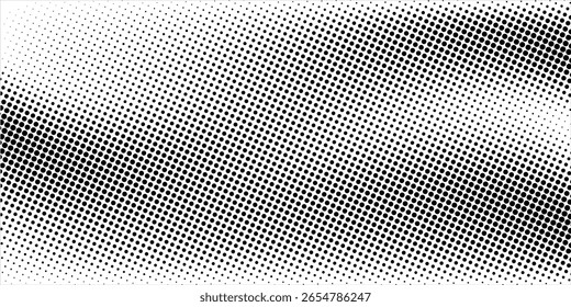 Grunge halftone gradient background. Faded grit noise texture. White and black sand wallpaper. Retro pixelated backdrop. Anime or manga style comic overlay. Vector graphic design textured.