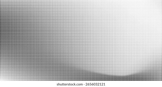 Grunge halftone gradient background. Faded grit noise texture. White and black sand wallpaper
