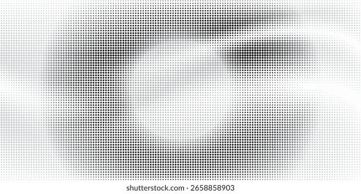 Grunge halftone gradient background. Faded grit noise texture. White and black sand wallpaper. Retro pixelated backdrop.Vector eps10.
