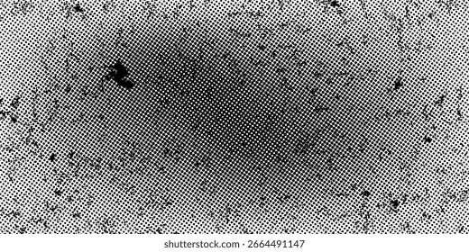 Plano de fundo gradiente de meio-tom do Grunge. Textura de ruído de grão desbotado. Papel de parede de areia branca e preta. Tela de fundo retrô pixelada