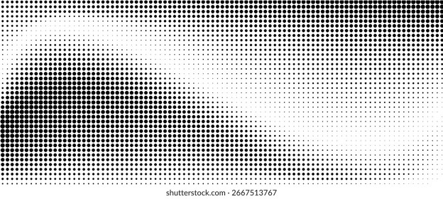 Grunge halftone gradient background. Faded grit noise texture. White and black sand wallpaper. Retro pixelated backdrop. Anime or manga style comic overlay. Vector graphic design textured template