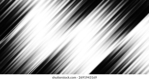 Grunge halftone gradient background. Faded grit noise texture. White and black sand wallpaper. Retro pixelated backdrop.