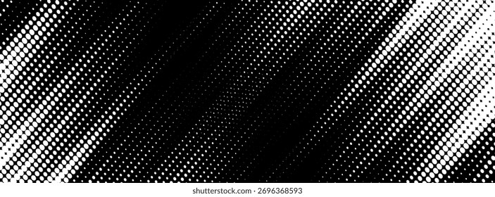 Plano de fundo gradiente de meio-tom do Grunge. Textura de ruído de grão desbotado. Papel de parede de areia branca e preta. Fundo retro pixelizado. Anime ou manga estilo história em quadrinhos. Modelo texturizado de design gráfico vetorial