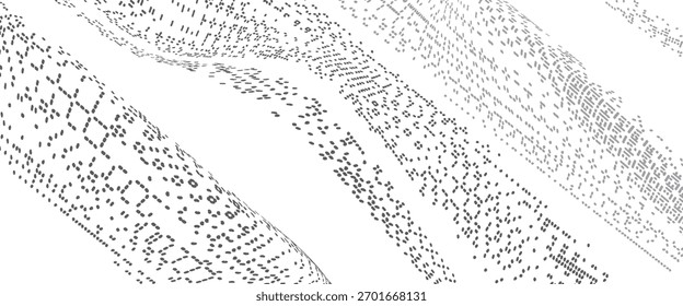 Grunge halftone gradient background. Faded grit noise texture. White and black sand wallpaper. Retro pixelated backdrop. Anime or manga style comic overlay. Vector 