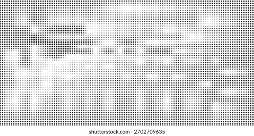 Grunge halftone gradient background. Faded grit noise texture. White and black sand wallpaper. Retro pixelated backdrop. Anime or manga style comic
