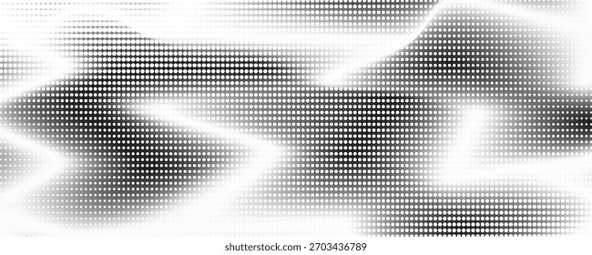 Grunge halftone gradient background. Faded grit noise texture. White and black sand wallpaper. Retro pixelated backdrop. Anime or manga style comic overlay. Vector graphic design textured template