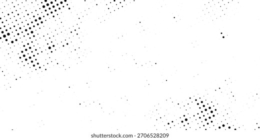Grunge halftone gradient background. Faded grit noise texture. White and black sand wallpaper. futuristic technology concept