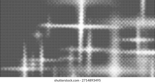 Grunge medio tono gradiente de fondo. Textura de ruido de grano desvanecido. Fondo de pantalla de arena blanco y negro. Fondo pixelado retro. Superposición de cómic de estilo anime o manga. Plantilla texturizada de Diseño gráfico de Vector