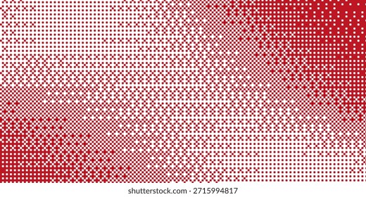 Grunge medio tono gradiente de fondo. Textura de ruido de grano desvanecido. Fondo de pantalla de arena blanca y roja. Fondo pixelado retro. Superposición de cómic de estilo anime o manga. Plantilla texturizada de Diseño gráfico de Vector