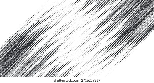 Grunge medio tono gradiente de fondo. Textura de ruido de grano desvanecido. Fondo de pantalla de arena blanco y negro. Fondo pixelado retro. Superposición de cómic de estilo anime o manga. Plantilla texturizada de Diseño gráfico de Vector