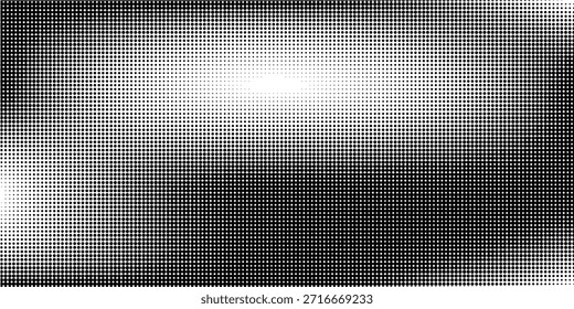 Grunge medio tono gradiente de fondo. Textura de ruido de grano desvanecido. Fondo de pantalla de arena blanco y negro. Fondo pixelado retro. Superposición de cómic de estilo anime o manga. Plantilla texturizada de Diseño gráfico de Vector