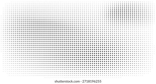 Grunge halftone gradient background. Faded grit noise texture. White and black sand wallpaper. Retro pixelated backdrop.