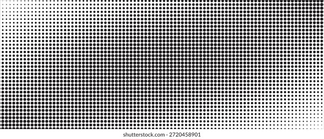 Grunge medio tono gradiente de fondo. Textura de ruido de grano desvanecido. Fondo de pantalla de arena blanco y negro. Fondo pixelado retro. Superposición de cómic de estilo anime o manga. Plantilla texturizada de Diseño gráfico de Vector