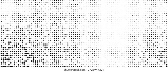 Grunge medio tono gradiente de fondo. Textura de ruido de grano desvanecido. Fondo de pantalla de arena blanco y negro. Fondo pixelado retro.Vector