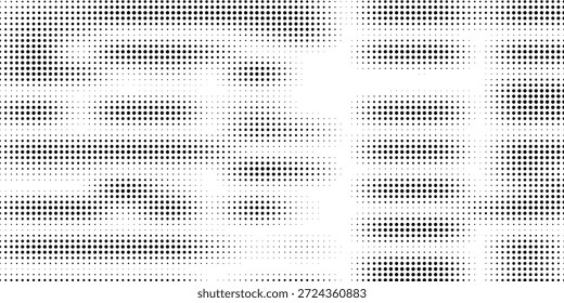 Grunge medio tono gradiente de fondo. Textura de ruido de grano desvanecido. Fondo de pantalla de arena blanco y negro. Fondo pixelado retro. Superposición de cómic de estilo anime o manga. Plantilla texturizada de Diseño gráfico de Vector

