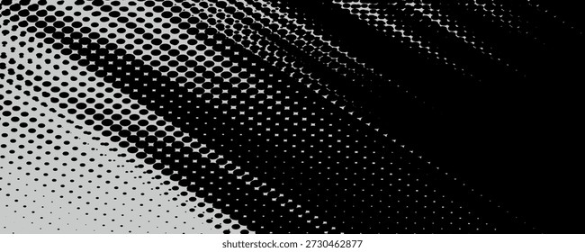 Fundo de gradiente de meio-tom grunge. Textura de ruído de grão desbotado. Papel de parede de areia branca e preta. Fundo retro pixelizado. Sobreposição de quadrinhos estilo anime ou mangá. Modelo texturizado de design gráfico vetorial