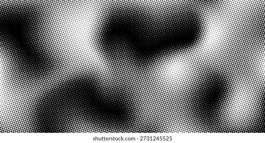Grunge medio tono gradiente de fondo. Textura de ruido de grano desvanecido. Fondo de pantalla de arena blanco y negro. Fondo pixelado retro. Superposición de cómic de estilo anime o manga. Plantilla texturizada de Diseño gráfico de Vector