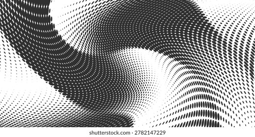 Grunge halftone gradient background. Faded grit noise texture. White and black sand wallpaper. Retro pixelated backdrop. Anime or manga style comic overlay. Vector graphic design textured template