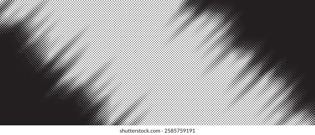 Grunge halftone gradient line with blurred motion speed lines. Dots pop art comics sport style vector illustration halftone