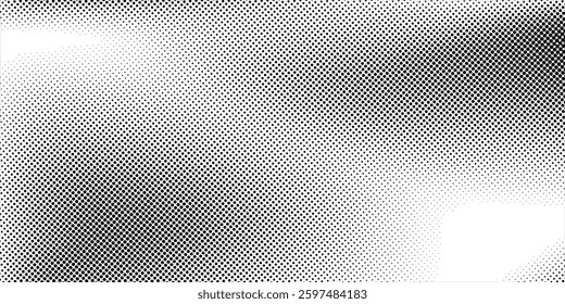 Grunge halftone gradient modern background. Faded grit noise texture. White and black sand wallpaper. Retro pixelated backdrop