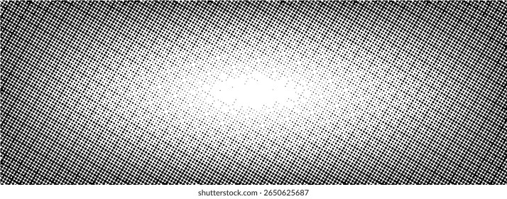 Grunge halftone gradient texture. Black pixelated corner backdrop. Weathered grit noise background. Damaged glitched print overlay. Fade gritty sand wallpaper. Vector smudged texture template surface