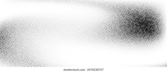 Grunge halftone gradient texture. Fading grit noise background. Sandy gritty wallpaper. Retro pixelated backdrop. Black and white anime or manga comic overlay. Vector textured graphic design