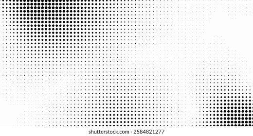 Grunge halftone gradient texture. Fading grit noise background. Sandy gritty wallpaper. Retro pixelated backdrop. Black and white anime or manga comic overlay. Vector design