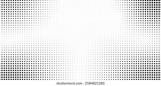Grunge halftone gradient texture. Fading grit noise background. Sandy gritty wallpaper. Retro pixelated backdrop. Black and white anime or manga comic overlay. Vector design
