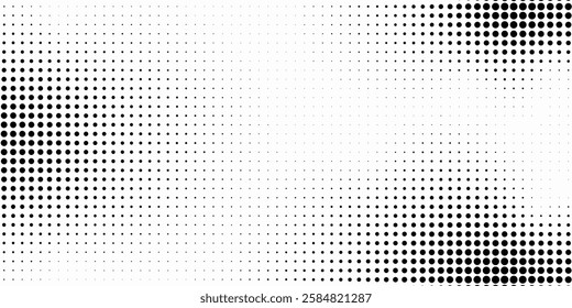 Grunge halftone gradient texture. Fading grit noise background. Sandy gritty wallpaper. Retro pixelated backdrop. Black and white anime or manga comic overlay. Vector design