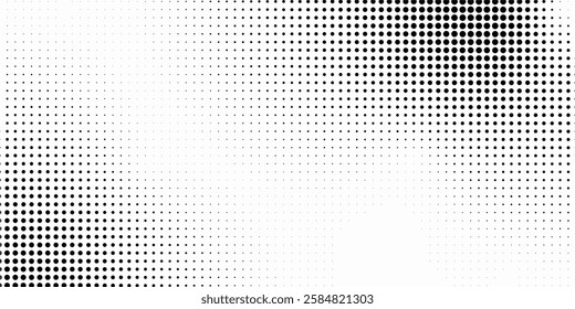 Grunge halftone gradient texture. Fading grit noise background. Sandy gritty wallpaper. Retro pixelated backdrop. Black and white anime or manga comic overlay. Vector design