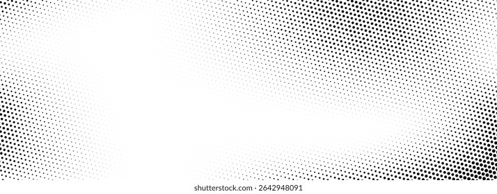 Textura gradiente de meio-tom grunge. Desvanecendo papel de parede de areia arenosa. Fundo de ruído preto ressecado. Fundo retro pixelizado. Anime ou manga estilo história em quadrinhos. Superfície de modelo texturizada de banco de dados vetorial