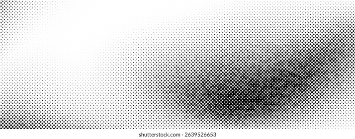 Grunge halftone gradient texture. Vanishing weathered grit noise background. Gritty sand wallpaper. Retro pixelated backdrop. Anime or manga style comic overlay. Vector textured template surface