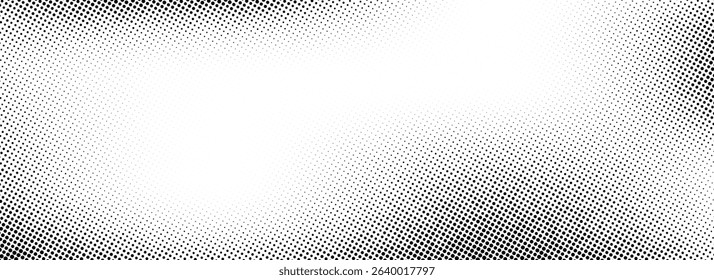 Grunge halftone gradient texture. Vanishing weathered grit noise background. Gritty sand wallpaper. Retro pixelated backdrop. Vector textured template surface. Anime or manga style comic overlay