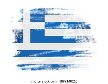 Grunge halftone Greece flag background.