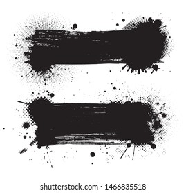 Grunge halftone ink splat banners