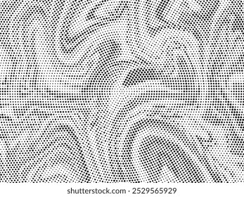 Grunge halftone liquid effect background. Faded grit noise texture. Retro pixelated backdrop. Anime or manga style comic overlay. Vector graphic design textured template