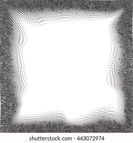 Grunge halftone monochrome vector frame. Element for your design.