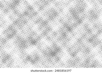 Textura gradiente de ruido de semitonos de grunge. Grunge sucio moteado y manchas de fondo. Fondo de pantalla de grano de arena descolorido blanco y negro. Fondo Horizontal cómic pixelado retro. Vector arenoso arte pop.