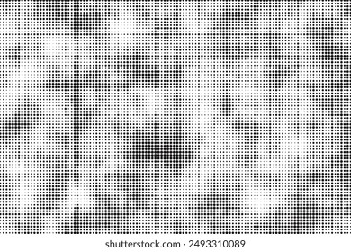 Textura gradiente de ruido de semitonos de grunge. Grunge sucio moteado y manchas de fondo. Fondo de pantalla de grano de arena descolorido blanco y negro. Fondo Horizontal cómic pixelado retro. Vector arenoso arte pop.