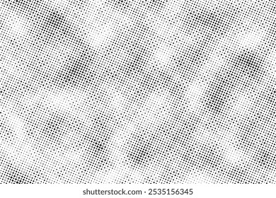 Grunge halftone noise gradient texture. Grunge dirty speckles and spots background. White and black faded sand grain wallpaper. Retro pixelated comic horizontal backdrop. Vector gritty pop art.