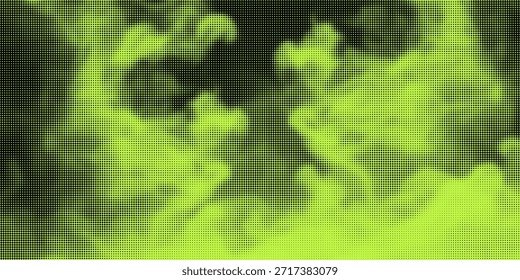 Fondo de superposición de semitono Grunge con textura de movimiento de humo o fuego. Estética y2k de color verde ácido. Plantilla de diseño de fondo de Vector y proyectos creativos