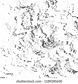 Grunge halftone pattern. Pointillism, stipplism style. Textured background with dots, circles, Points of different scale. Scalable vector graphics.