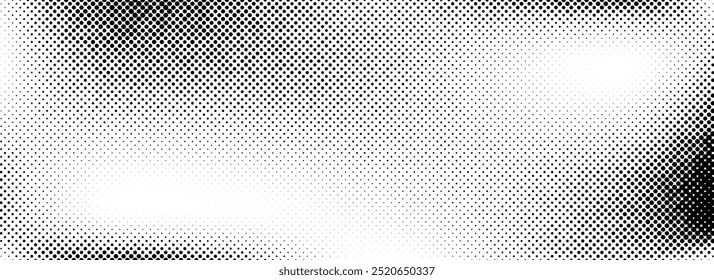 Textura de areia de meio-tom grunge. Papel de parede de partículas de poeira de bitmap. Fundo de ruído de grão esmaecido. Fundo de pixels de pop art retrô. Anime ou história em quadrinhos. Gradiente de fuga de pontos ou manchas vetoriais