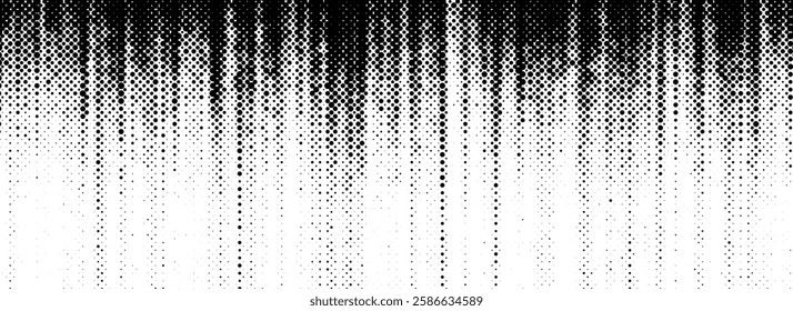 Grunge halftone scratch background. Fading grit noise texture. Dotted pop art sandy wallpaper. Retro pixelated backdrop. Anime or manga style comic overlay. Vector graphic design halfton template