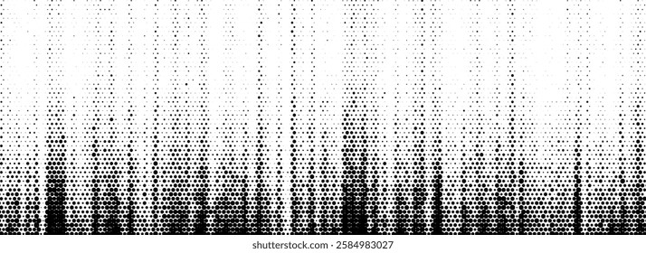 Grunge halftone scratched background. Faded grit noise texture. Dotted pop art sand wallpaper. Retro pixelated backdrop. Anime or manga style comic overlay. Vector graphic design halfton template