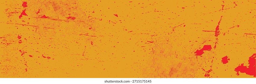 Grunge textura de semitono abstracto, textura de puntos, Abstractas grunge amarillo y fondo de colores rojos. Trazos de pincel ásperos con textura de spray rojo, textura de trazo de pincel de Vector. eps